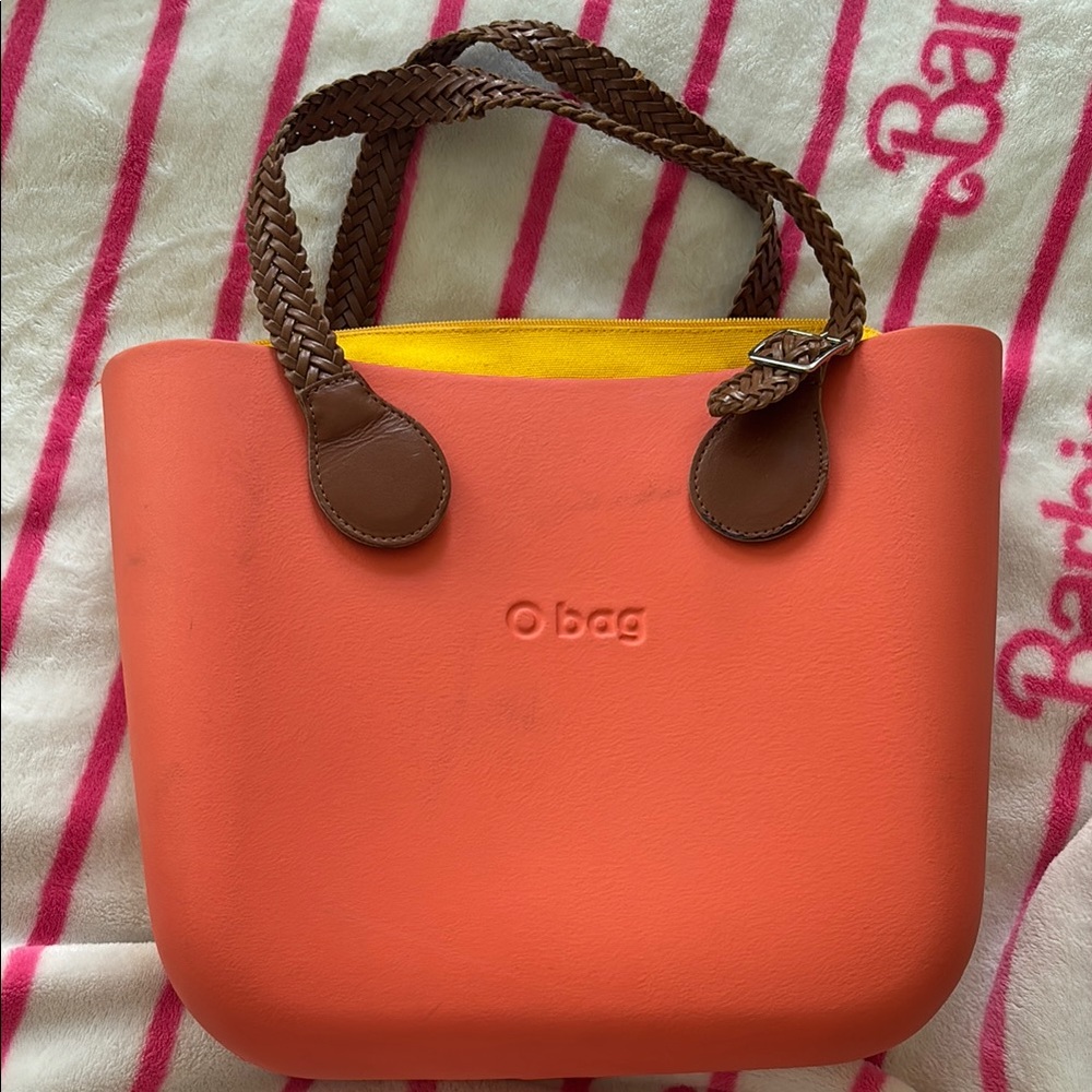 Orange Tote with Brown Handles